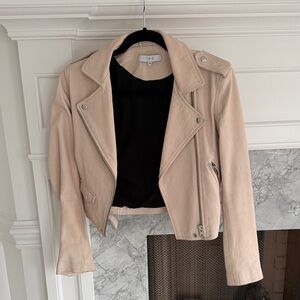 IRO 36 Women's Cream Moto Jacket 100% leather